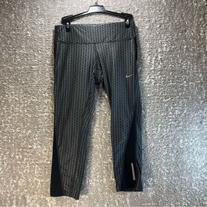 Nike Running Dri Fit Athletic Capri Crop Leggings Drawstring Womens Size Small